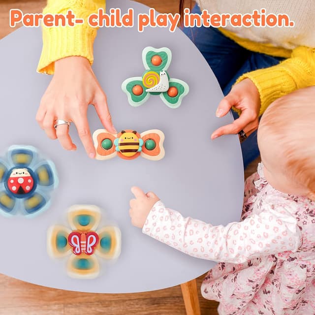 Thumbnail 6 de Baby Suction Cup Spinning Top Toys 4 pcs