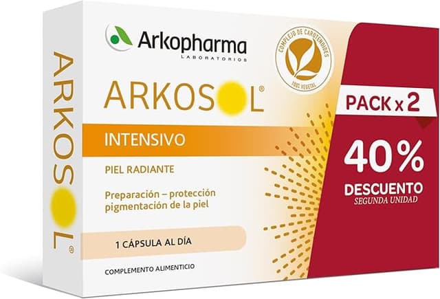 Detalle de Arkopharma Arkosol Intensivo 60 Cápsulas ☀️ Bronceado desde adentro