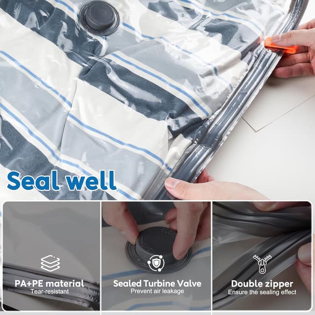 Detalle de Mapambo Travel Vacuum Bags (with -60000Pa LED Electric Pump) — 15-Pack Space-Saving Compression Bags