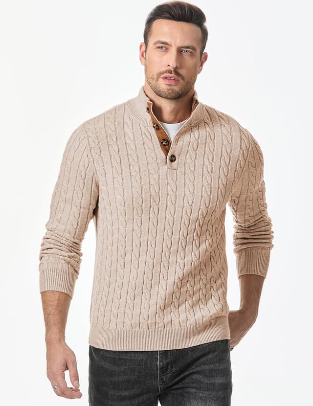 Thumbnail 5 de JMIERR Men's Cable Knit Pullover Sweater