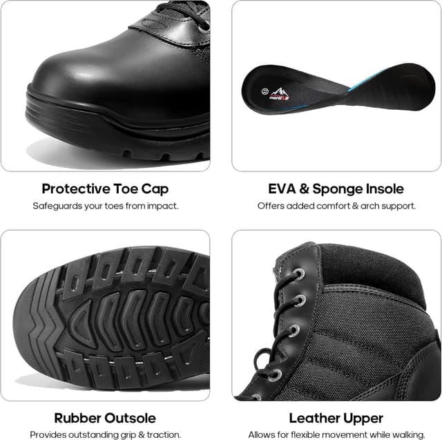 Detalle de NORTIV 8 Stivali da lavoro tattici militari impermeabili per uomo (anfibi da moto e trekking)