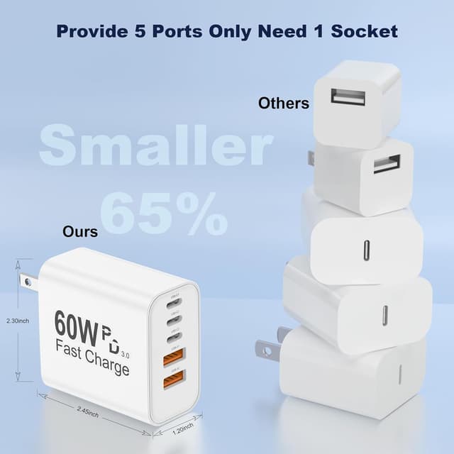 Thumbnail 4 de USB C Charger Block 60W 5 in 1