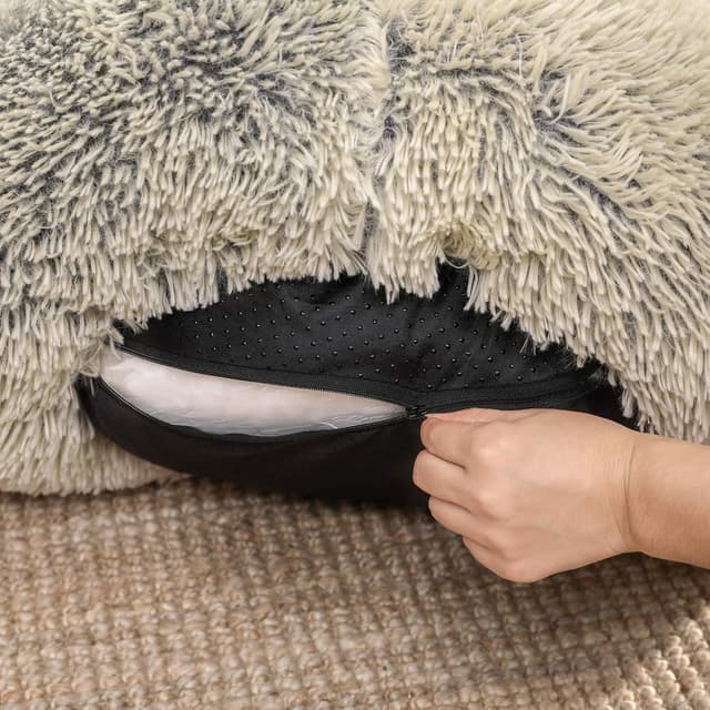 Detalle 2 de Feandrea Cuccia per cani a ciambella interna sfoderabile e lavabile, diametro 50 cm – Cachi Ombré PGW037S01