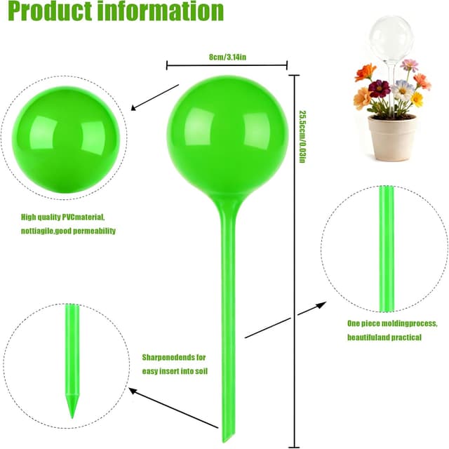 Detalle de KAYSENSUK 6-pack plant watering bulbs (8cm) – automatic self-watering globes for indoor and outdoor pots