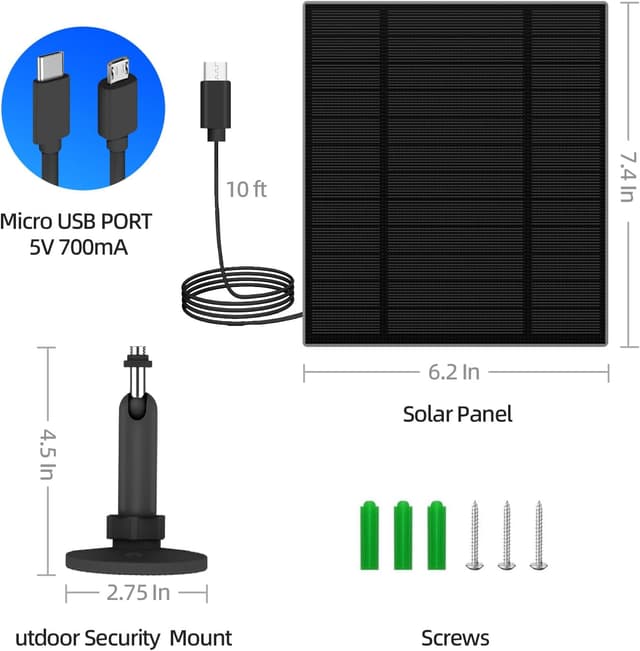 Detalle 2 de 3PC 5W Solar Panel for Security Camera ⚙