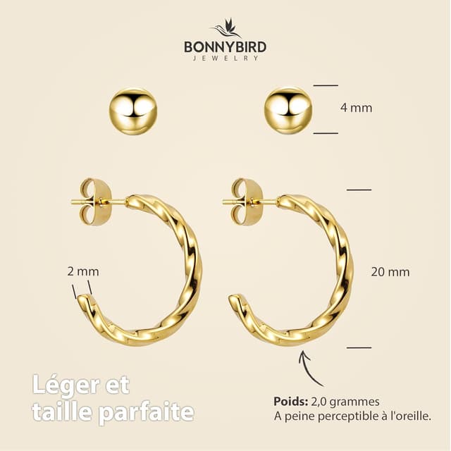 Thumbnail 4 de BONNYBIRD BonnyClassic boucles d'oreilles 316L