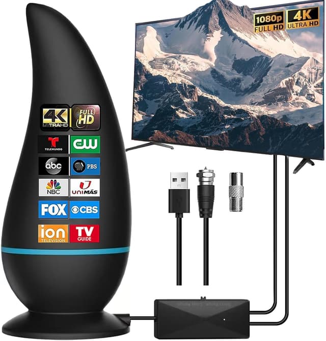 Detalle de Indoor TV Aerial with Signal Booster & Magnetic Base (Freeview) – Portable pick for 4K/1080P