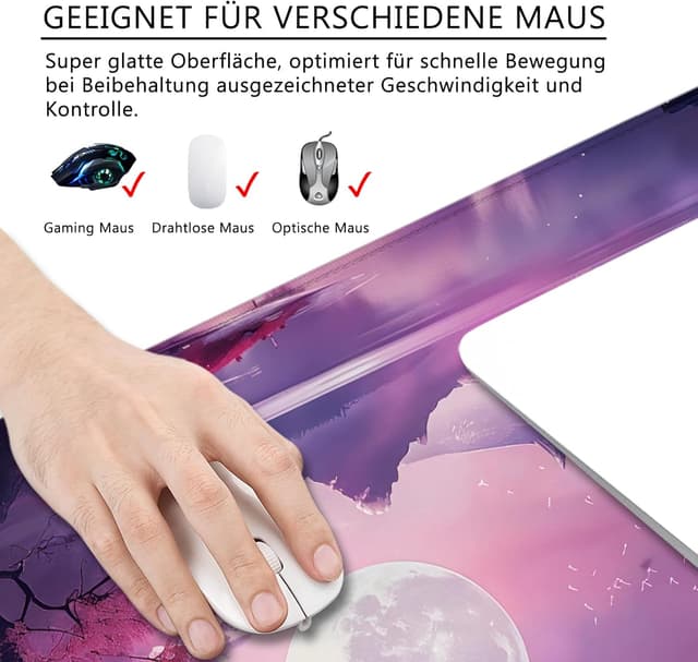 Detalle de Tapis de souris japonais XL 80 x 30 cm Fleur de cerisier rose (sous-main gaming pour bureau)