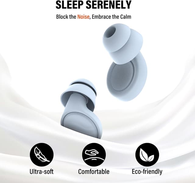 Detalle de IDE11 Bouchons d’oreille anti-bruit en silicone souple 35 dB (7 paires XS/S/M/L) pour dormir, travailler et voyager
