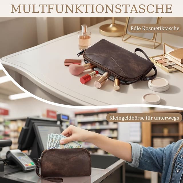 Detalle de LEASOUL Damen Rucksack-Set wasserfest mit Diebstahlschutz & veganem Leder – Cityrucksack mit Handgelenktasche