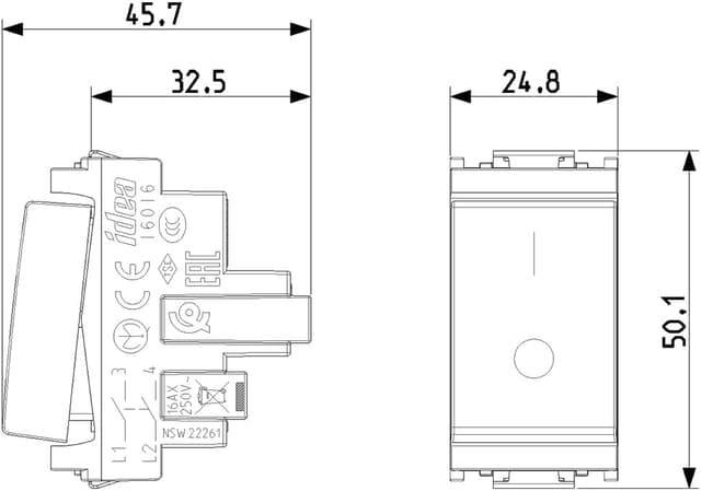 Detalle 2 de Vimar Idea 0R16016 interruttore bipolare 2P 16 AX 250 V~ grigio, con alimentatore integrato