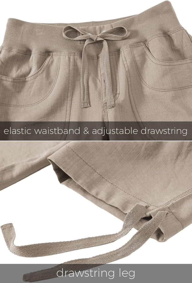 Detalle de MoFiz Women’s Capri Hiking Cargo Shorts with Pockets (Dry Fit, Stretch, Zipper)