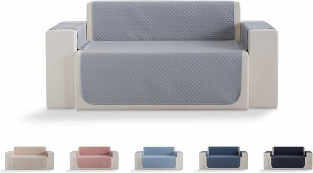 Detalle de Todocama housse de canapé matelassée à losanges respirante, facile à nettoyer (gris clair, 2 places)