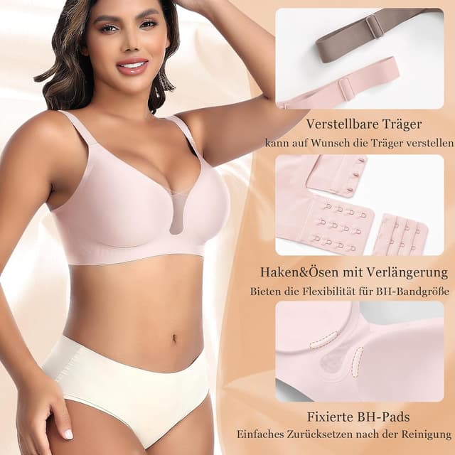 Thumbnail 4 de Jelly Strip Damen BH ohne Bügel – nahtloser Soft-Bralette mit tiefem V-Ausschnitt und Spitze