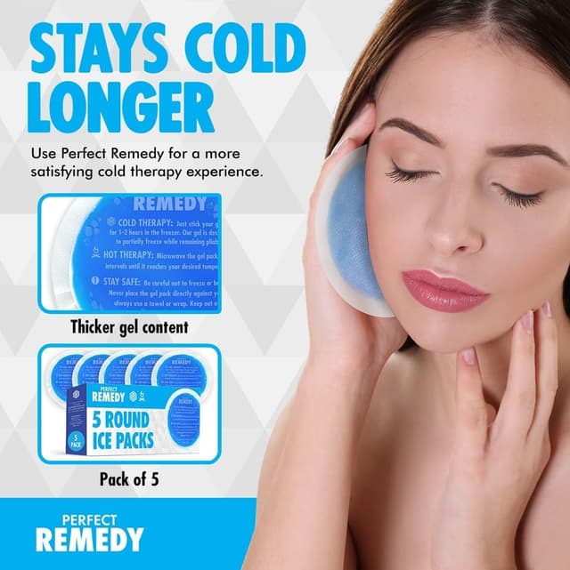 Detalle 2 de Perfect Remedy Round Gel Ice Pack (5 Pack, Blue) for Hot & Cold Compress
