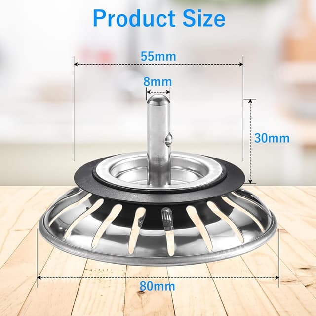 Detalle 2 de Stainless steel sink strainer plug, 80mm