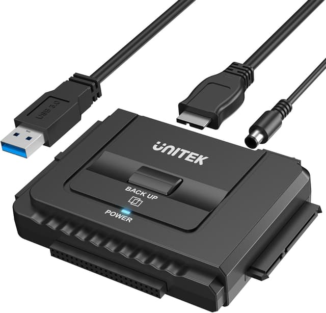 Detalle de Unitek USB 3.0 to IDE & SATA Converter External HDD Adapter Kit (One Touch Backup, 12V/2A Power)