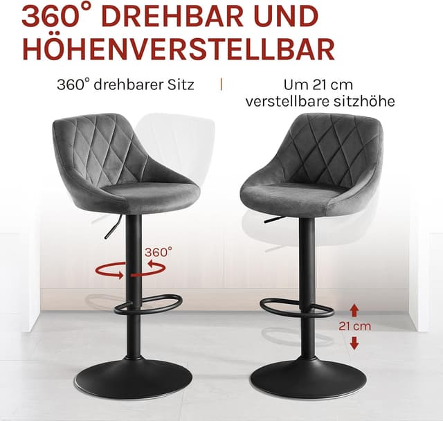 Thumbnail 5 de WOLTU Barhocker 2er Set mit Lehne