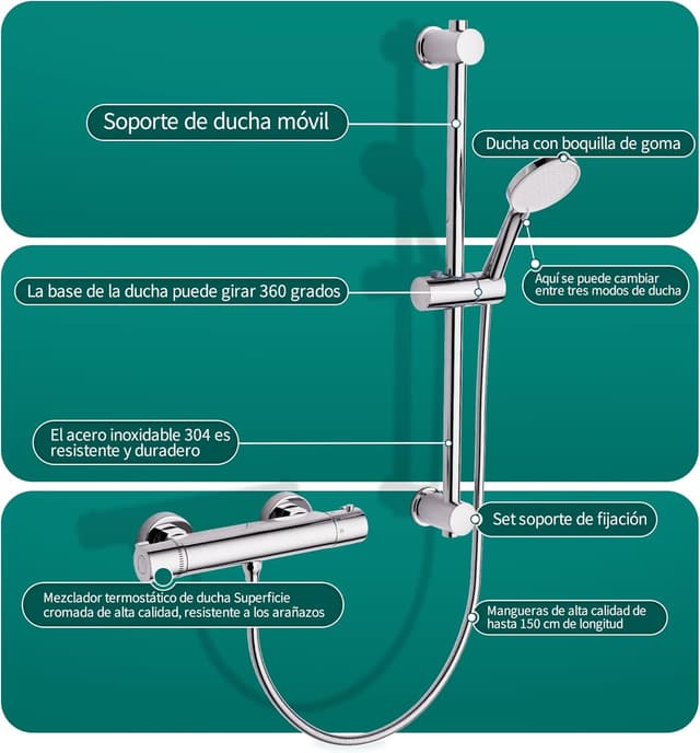 Thumbnail 3 de MORADO Grifo Termostático Ducha 700 mm