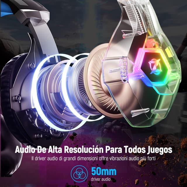 Thumbnail 2 de Cuffie Gaming PS4 PS5 PS4 PS5 PC Xbox One con microfono, cancellazione rumore e LED RGB