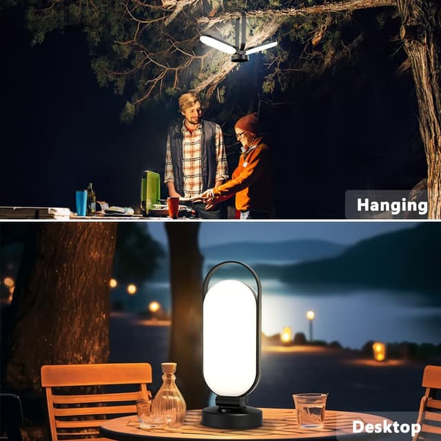 Detalle de Hapfish Lampe Solaire de Camping rechargeable pliable, 240 LED jusqu’à 350 lumens, 5000 mAh étanche