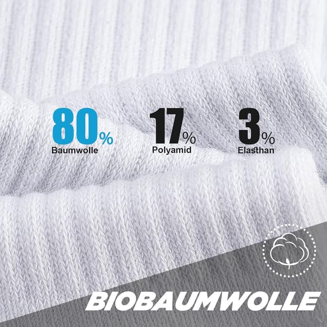 Detalle de TANSTC Sneaker Socken aus Baumwolle (6 Paar) – atmungsaktiv, weich und rutschfest für 35–50