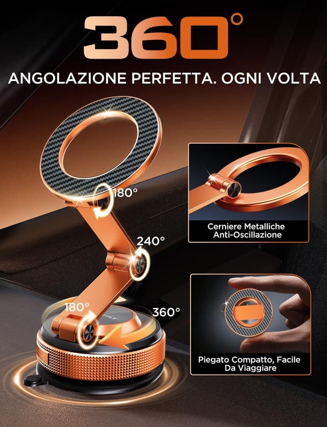 Detalle de MSXTTLY Vmag S3 porta cellulare auto arancione