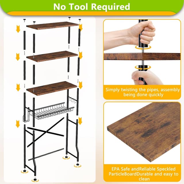 Thumbnail 2 de 4-Tier Over-The-Toilet Storage Shelf — Bathroom Organizer
