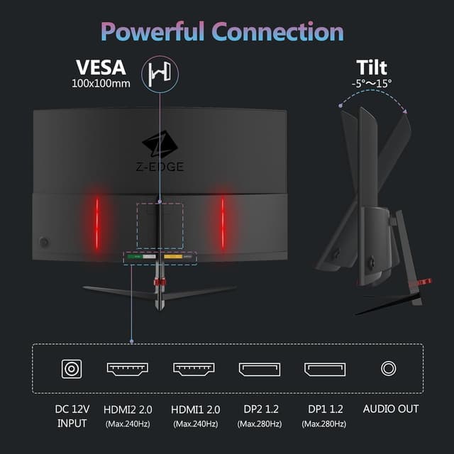 Thumbnail 5 de Z-Edge 27 Inch Curved Gaming Monitor 280Hz