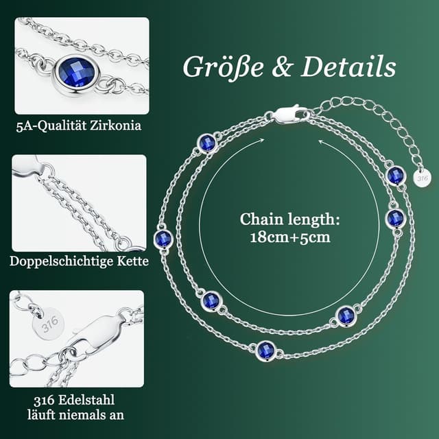 Detalle de LOUISA SECRET Pferdeaugen-Armband Damen aus 925 Sterling Silber mit Zirkonia, verstellbar