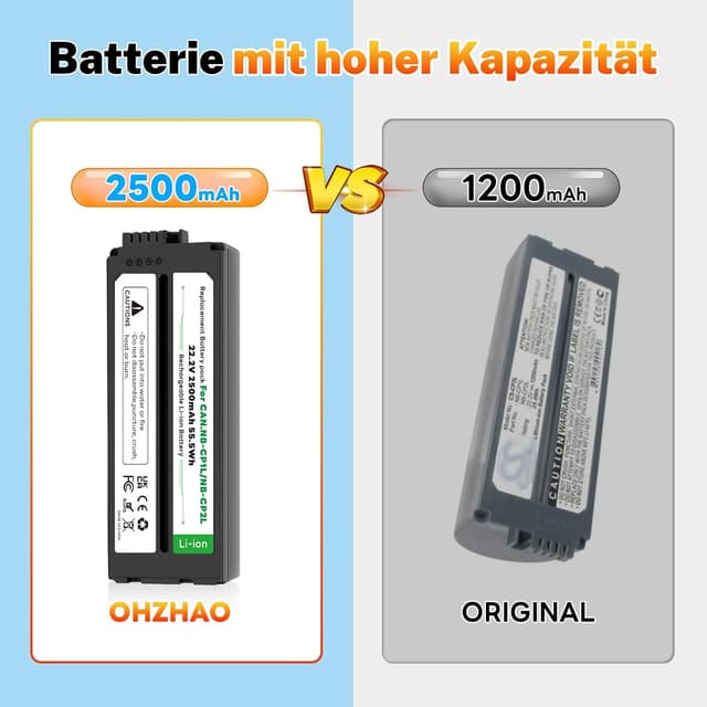 Thumbnail 2 de OHZHAO NB-CP2L Akku 2500mAh für Canon Selphy