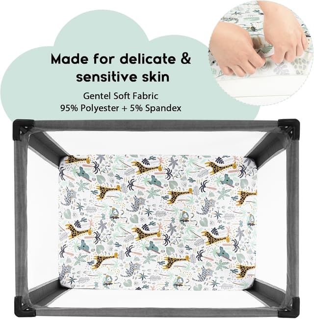 Thumbnail 1 de Yoofoss Travel Cot Sheets 95x65cm