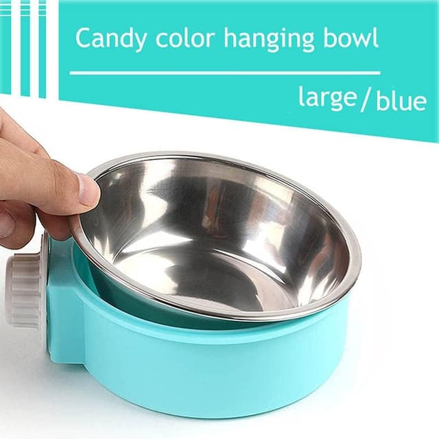 Detalle de SUOXU 2-in-1 Crate Hanging Dog Bowl (stainless steel) – 18cm, 850ml