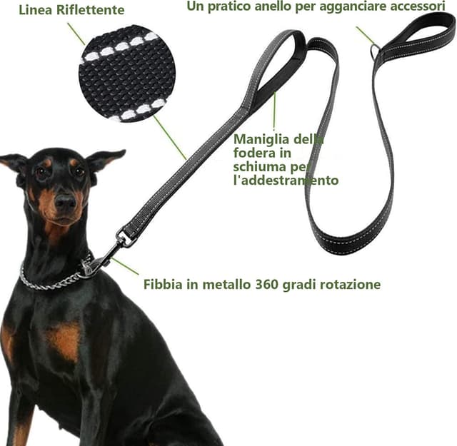 Detalle de Eyeleaf Hundeleine mit Doppelgriff, 1,8 m, reflektierend und robust (Nylon) – für große und mittlere Hunde