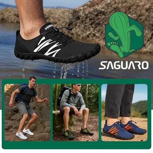 Detalle 2 de SAGUARO zapatillas barefoot para hombre en verde militar (talla 43 EU): escarpines de secado rápido y suela antideslizante