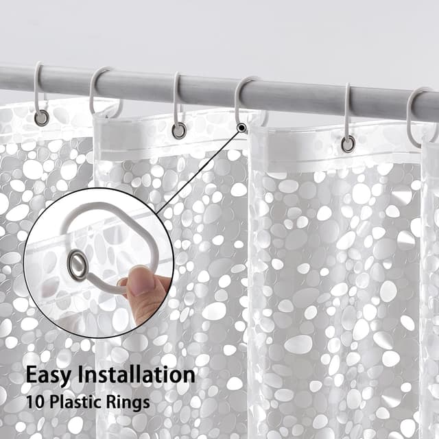 Thumbnail 4 de MIULEE Cortina de Ducha Antimoho con Imanes y Patrón 3D