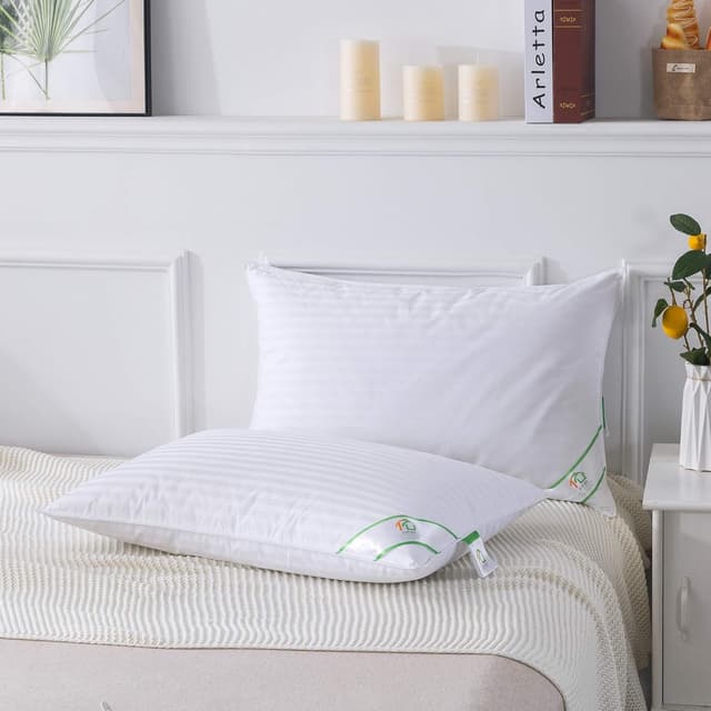 Detalle 2 de SUFUEE Luxury Goose Feather & Down Pillow Pair with 100% Cotton Cover (Standard)