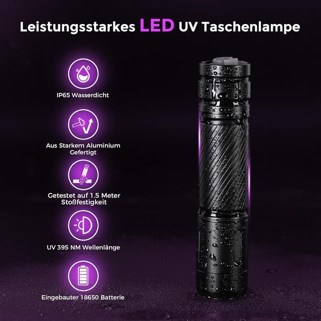 Thumbnail 4 de GEARLITE Wiederaufladbar LED UV 395nm Taschenlampe