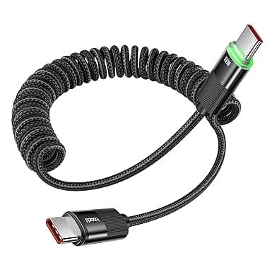 Detalle de toocki Cable USB C Espiral 100W 1.8m ⚡ Carga Rápida