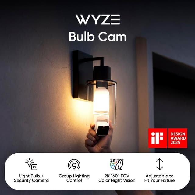Detalle de Wyze Bulb Cam 2K HD Outdoor Camera 2 Pack