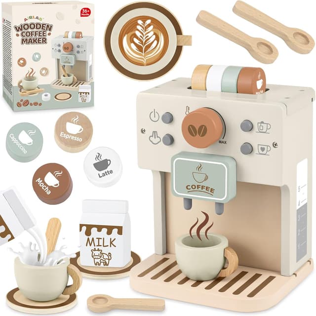 Imagen de Airlab Kinderküche Kaffeemaschine Holz Spielset en OfertitasTOP