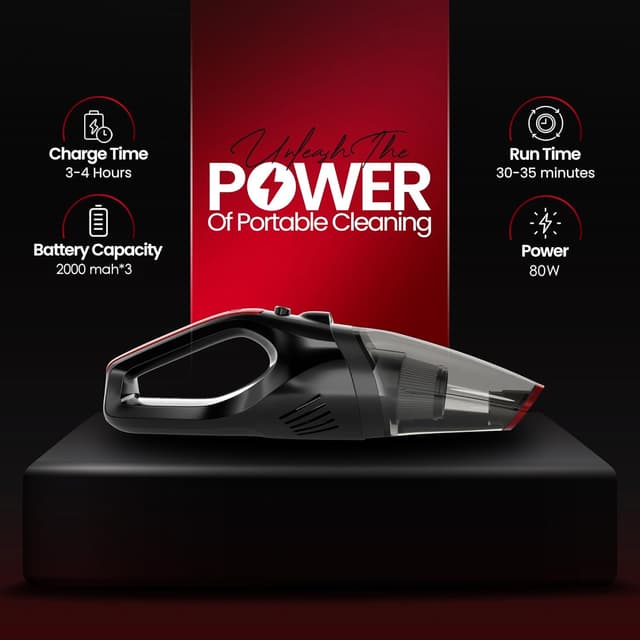 Detalle de Aerobe Advanced HandHeld Vacuum Cleaner (15,000 PA) – cordless car hoover with LED light