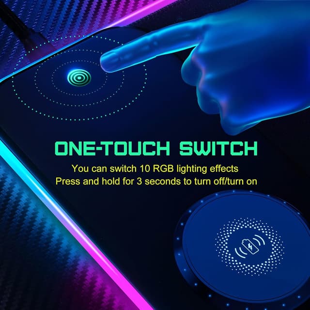 Detalle 1 de RGB Gaming Mauspad 15W Qi 900x400