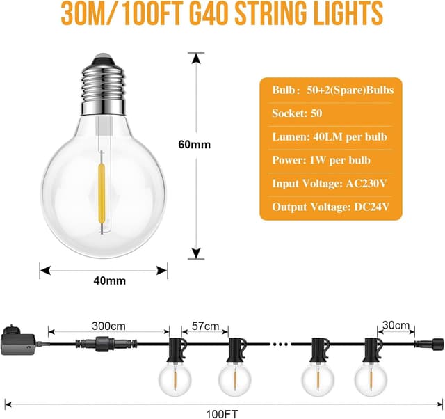 Thumbnail 4 de FANSANMY Guirnalda LED Exterior 30M con Control Remoto