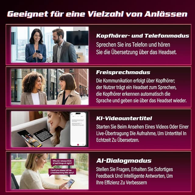 Thumbnail 5 de BEARTAIN Ki Übersetzer Kopfhörer 3-in-1