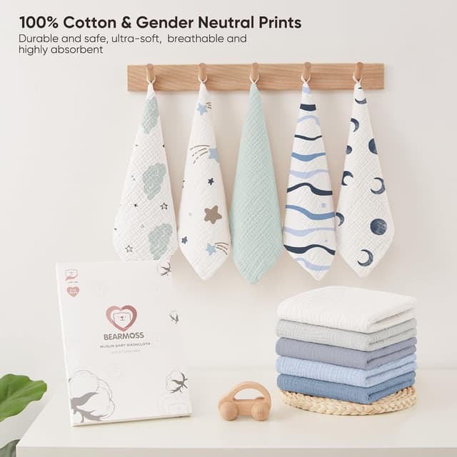 Thumbnail 6 de Bearmoss Muslin Squares Cloths 10 Pack