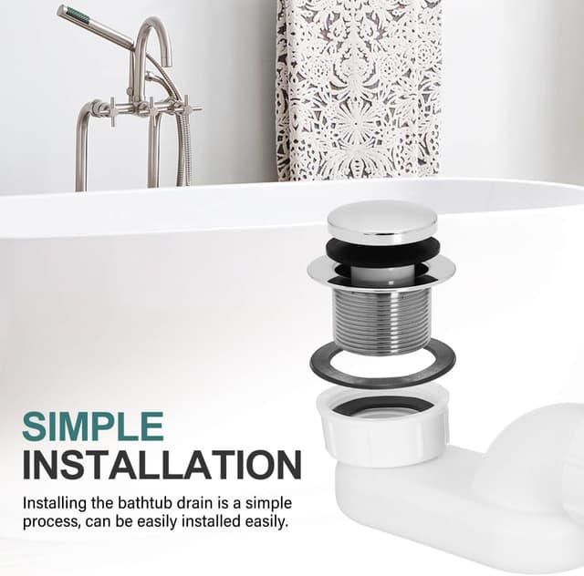 Detalle de HOMSFOU flexibles Wannenabfluss-Set für freistehende Badewannen (Ablaufrohr + Ablauf-Set)