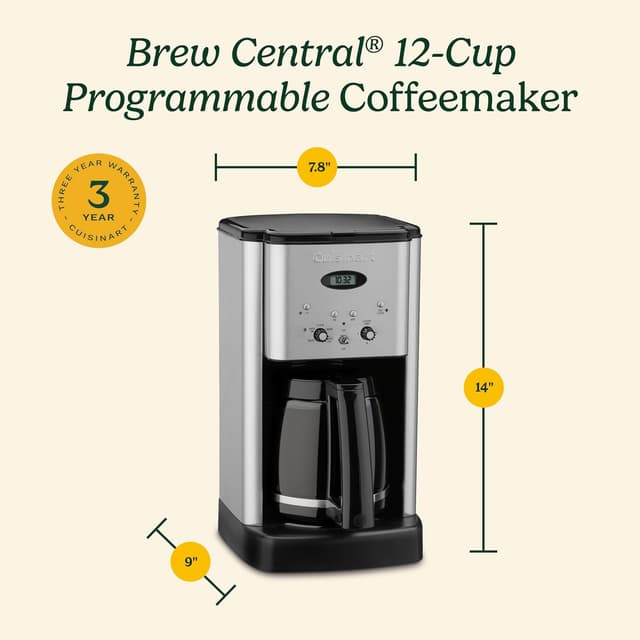 Thumbnail 6 de Cuisinart DCC-1200P1 Brew Central 12-Cup Programmable Coffeemaker (Brushed Chrome)