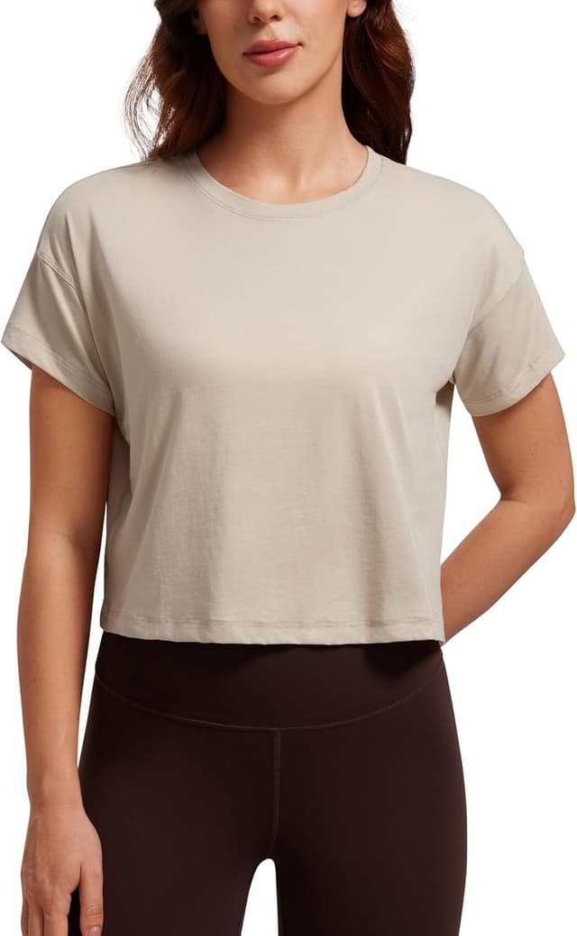 Detalle de Maglietta CRZ YOGA in pima di cotone a manica corta, girocollo alto