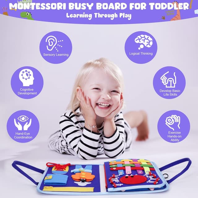 Detalle de Montessori busy board sensory toy 18 activities